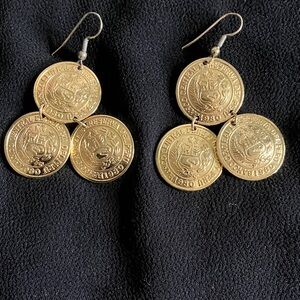 Gold Coin Dangle Earrings